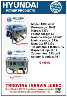 Slika od Agregat za struju Hyundai HDG 4560 3 kW